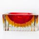 Red and yellow cubic Sommerso ashtray by Seguso, Murano, Italy, 1970