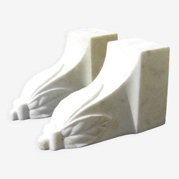 Pair of Carrara marble supports