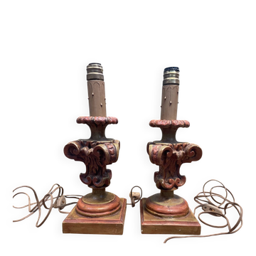 pair of wooden lamp bases