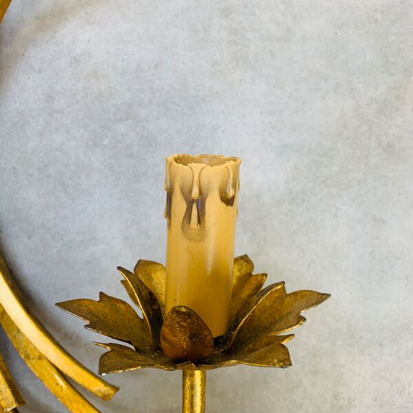Applique épi de blé feuillage doré Hans Kogl, style Hollywood Regency