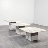 Lot de 3 tables d’appoint en marbre de carrare