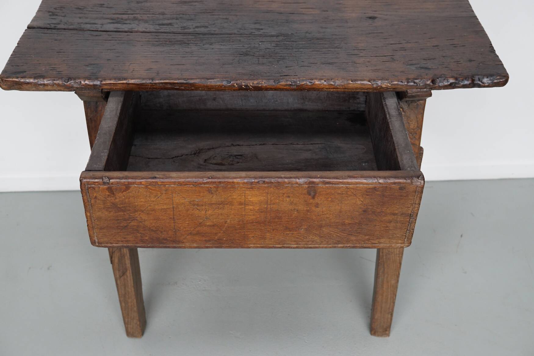 Antique Spanish Rustic Chestnut Side Table/Console, 18th Century