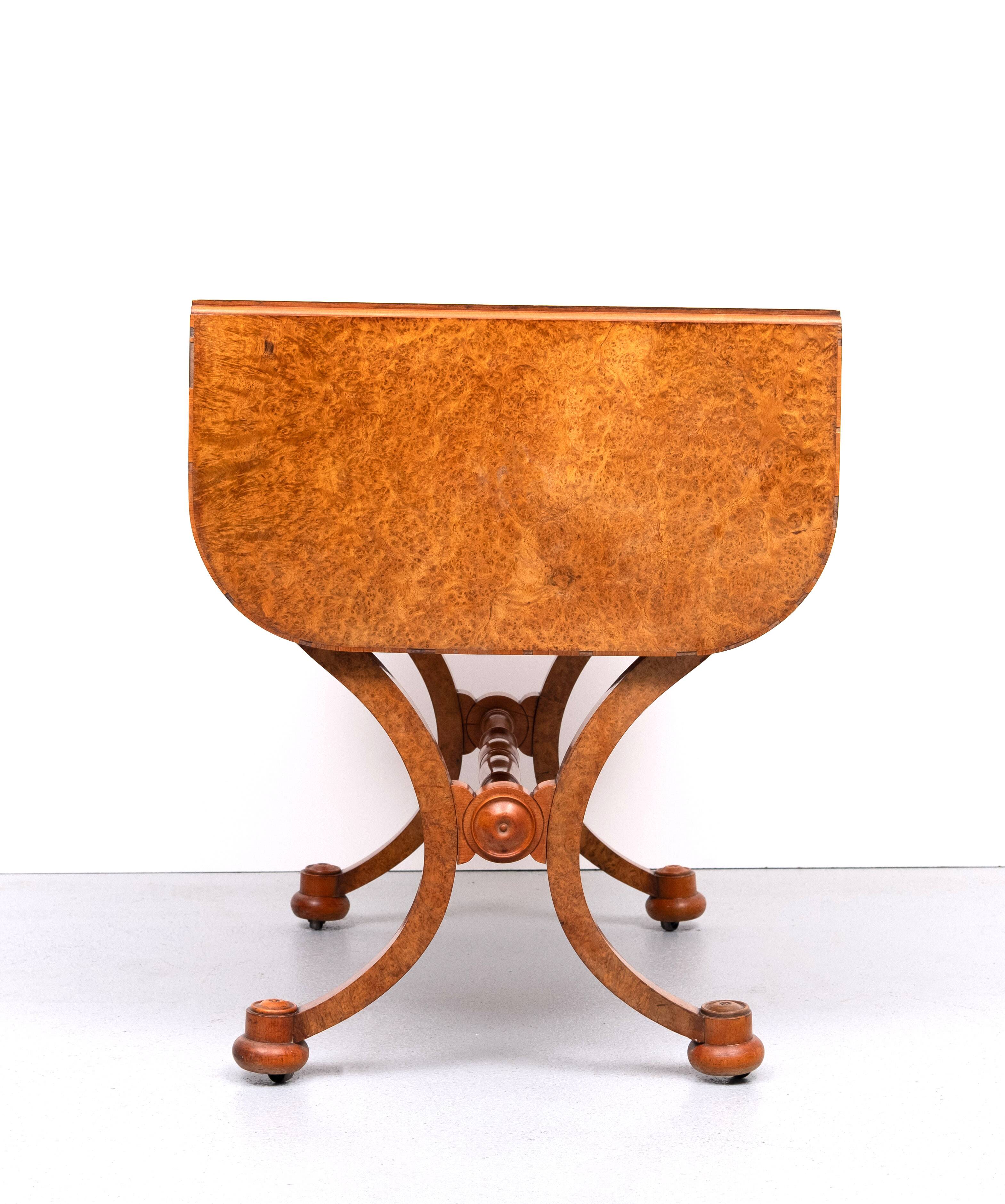 Antique Dutch Empire Burl Wood veneered desk or sofa table