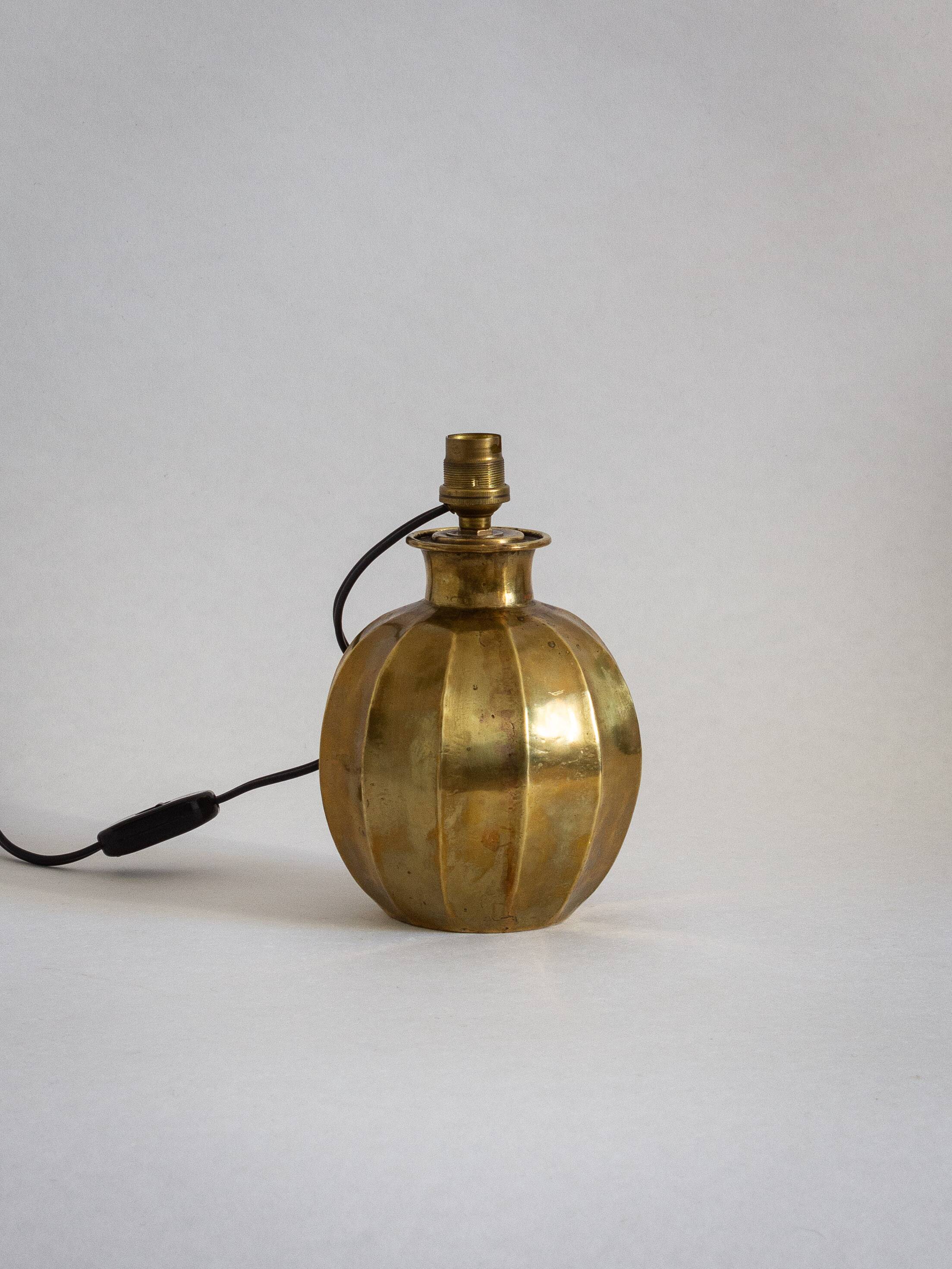 Faceted brass ball lamp base, 1940s