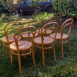 Set of 6 caned bistro chairs