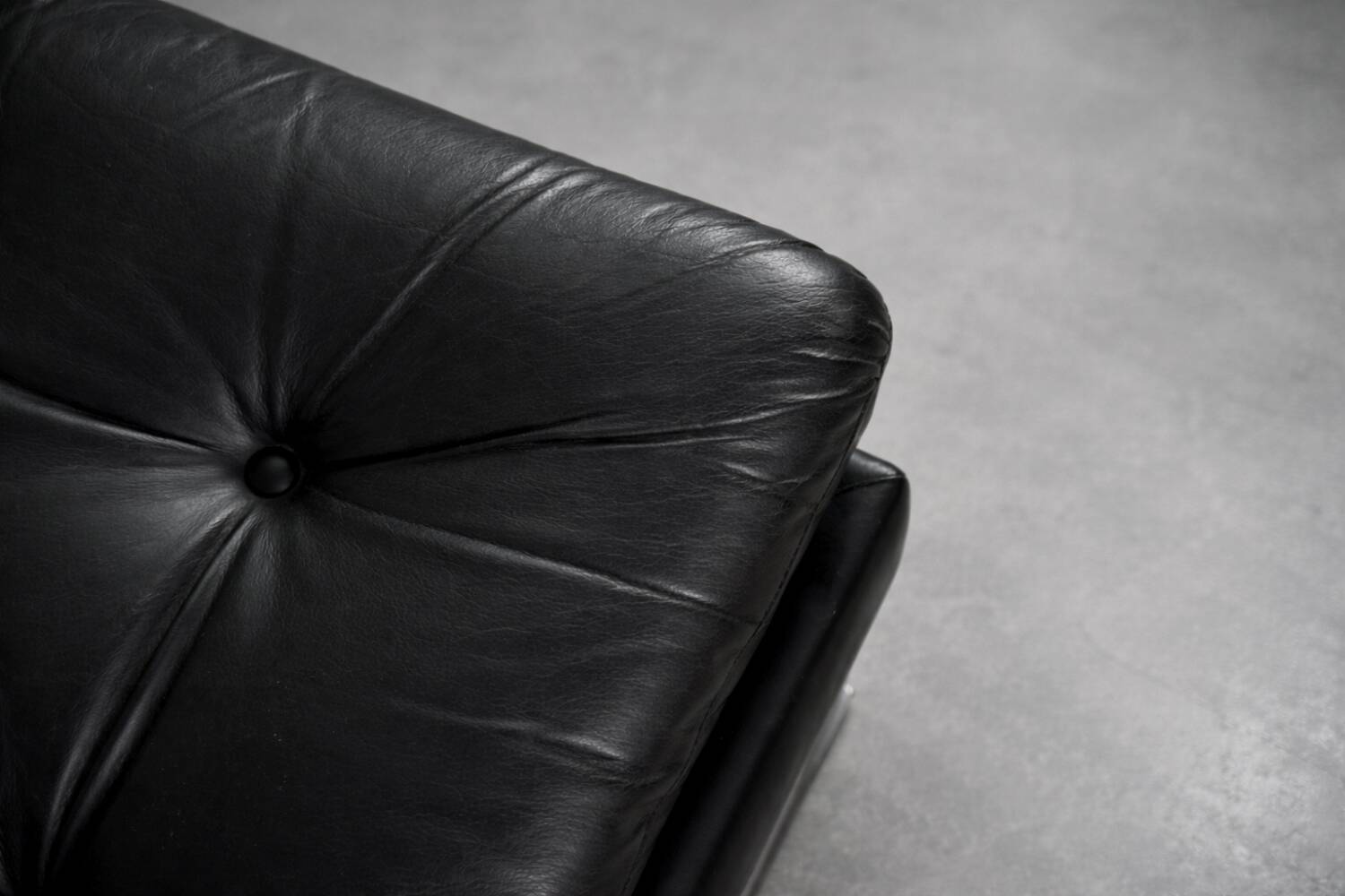 Vintage Mid-Century German Modern Minimalist Leather and Chrome Modular Sofa