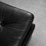 Vintage Mid-Century German Modern Minimalist Leather and Chrome Modular Sofa