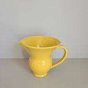 Modernist yellow ceramic pitcher / handmade / vintage / France / 1960s / mid-century / 20th century