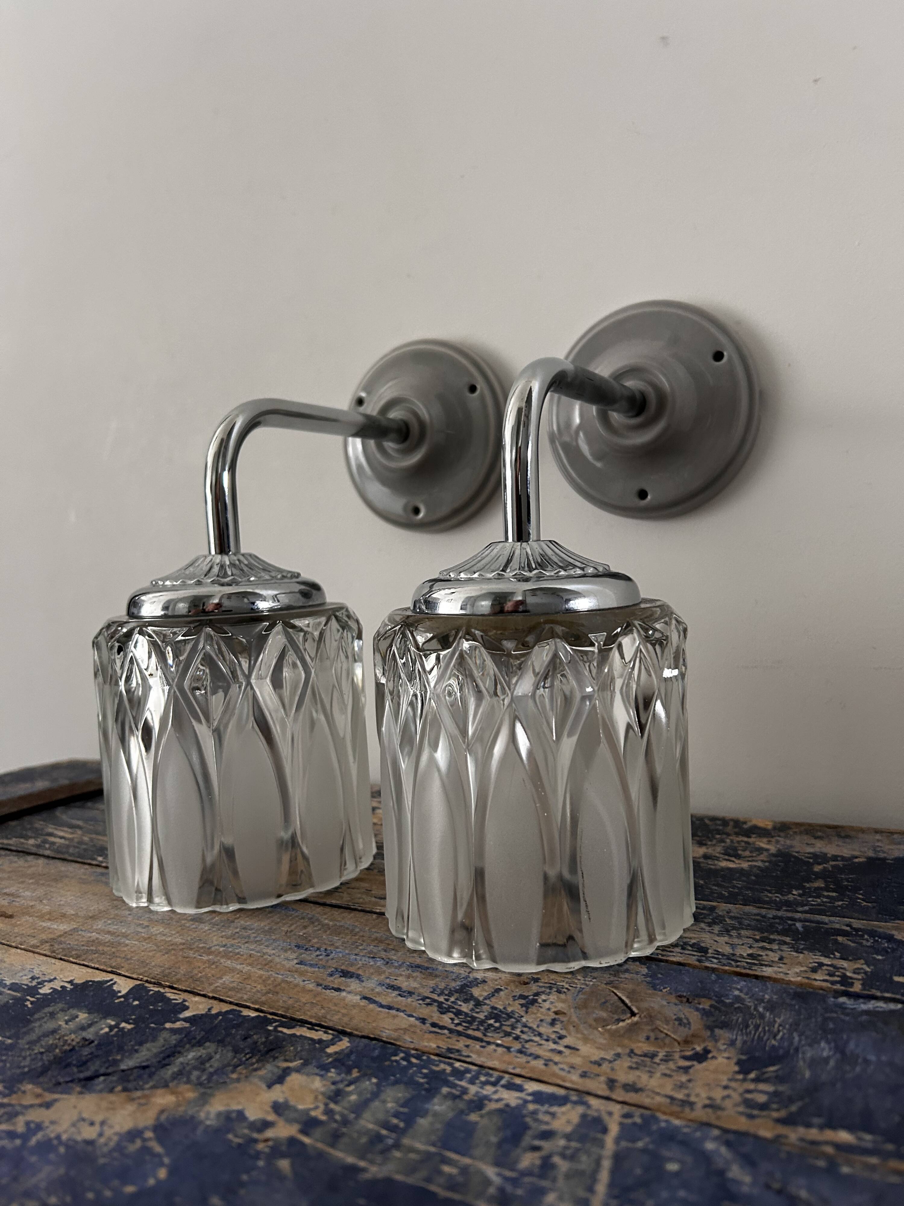 Pair of vintage chrome wall lights