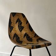 Chair in fibreglass and metal by René-Jean Caillette, stork, 1950 design.