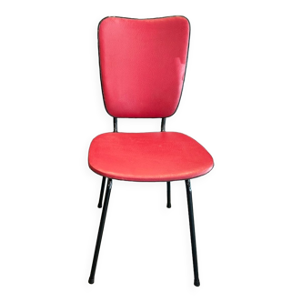 1 chaise vintage en skaï rouge
