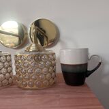 Pair of vintage wall lights with metal and bubbled glass globes