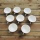 8 antique celadon earthenware coffee cups from Digoin & Sarreguemines