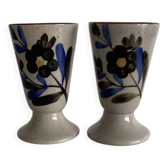 Set of 2 Stoneware Mugs with Flowers