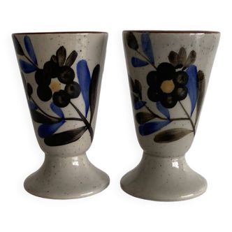 Set de 2 Mug en grès a fleurs