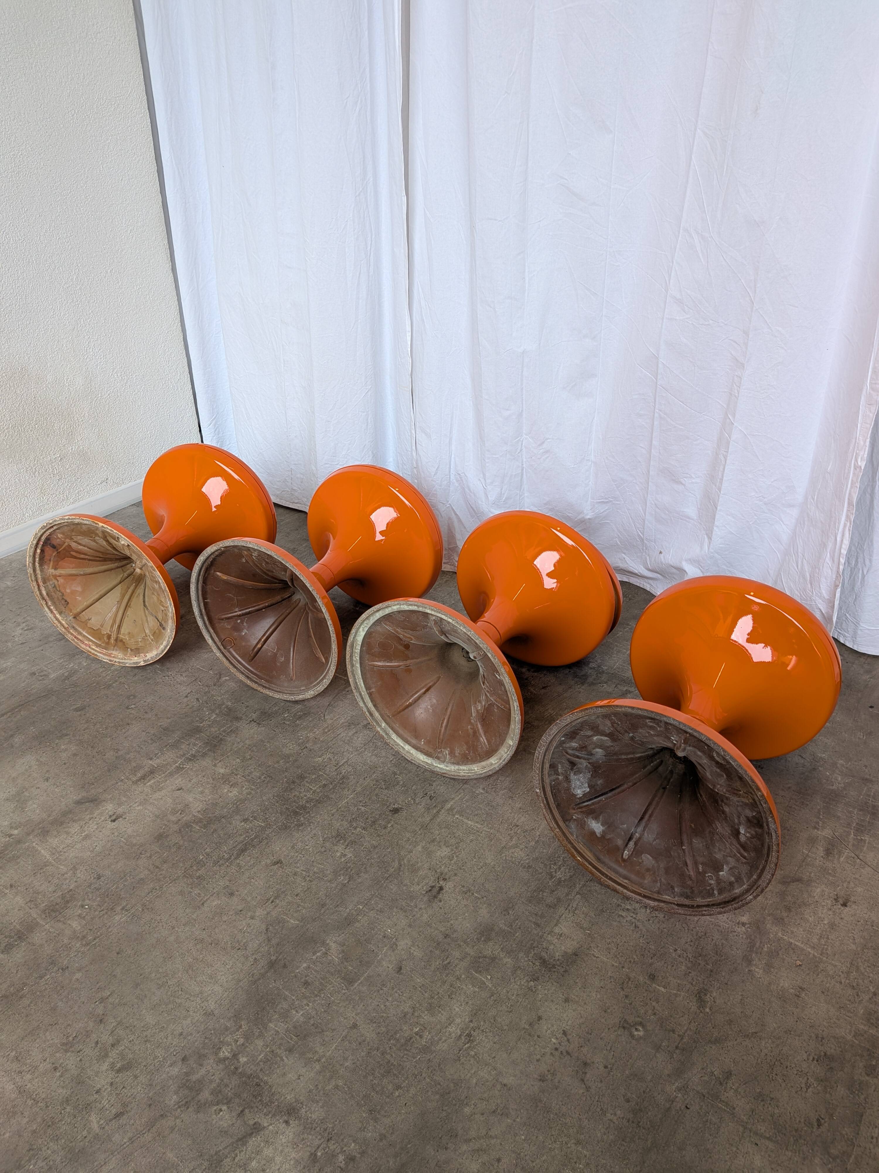 Set of 4 Vintage Mushroom Stool “Jurček” by Meblo, Retro Orange 1960s – Spa