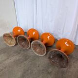 Set of 4 Vintage Mushroom Stool “Jurček” by Meblo, Retro Orange 1960s – Spa