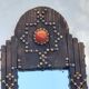 Ancient brutalist oriental wooden mirror 23x53cm