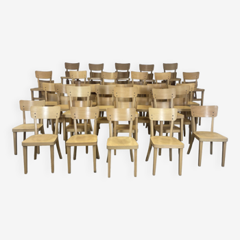 Set of 68 Guido oak bistro chairs from the 2000s