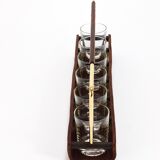 Carl Auböck II drinking glass holder, leather and brass, Austria 1950s