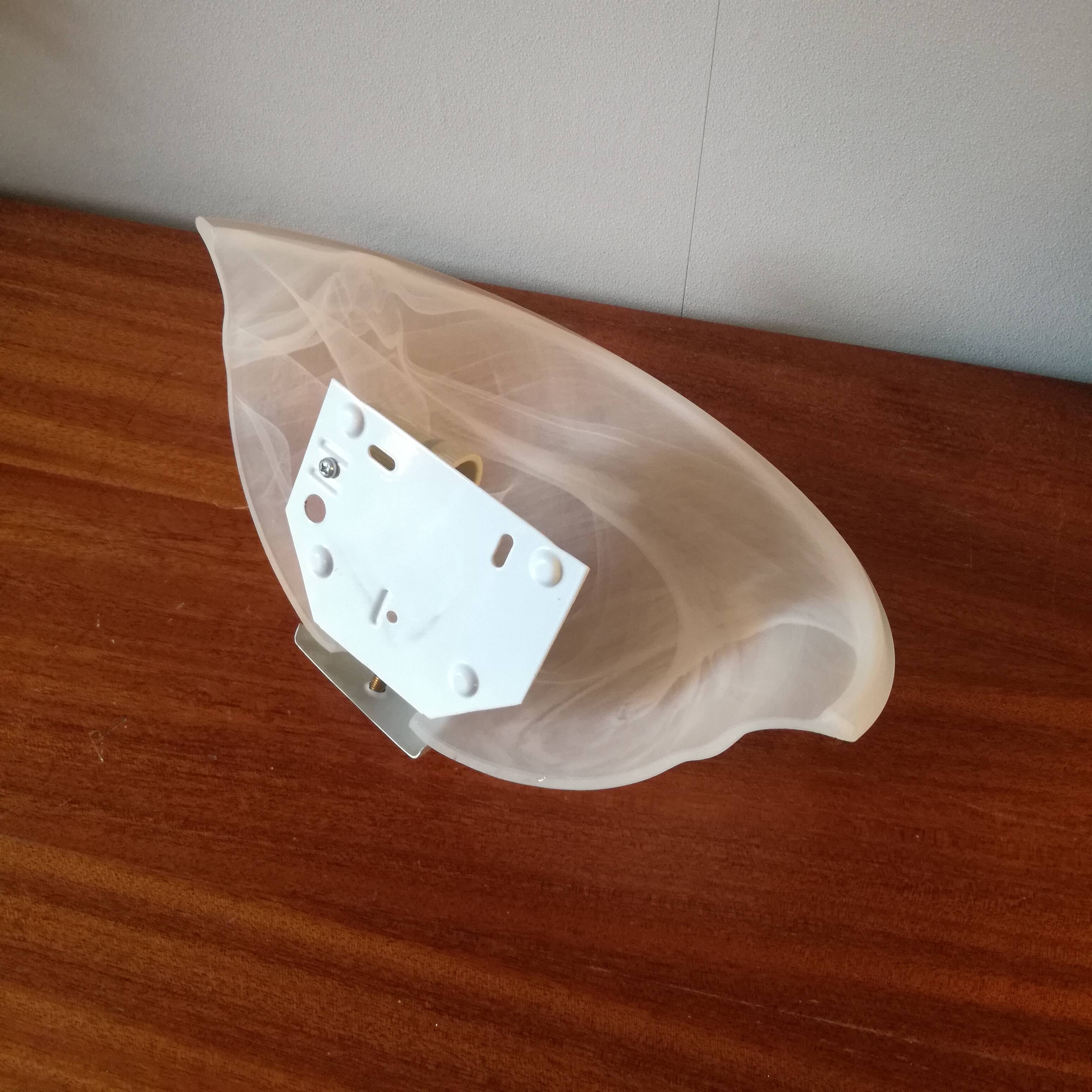 Half bell wall light in milky glass