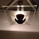 Modernist art deco chandelier/pendant lamp in glass and metal