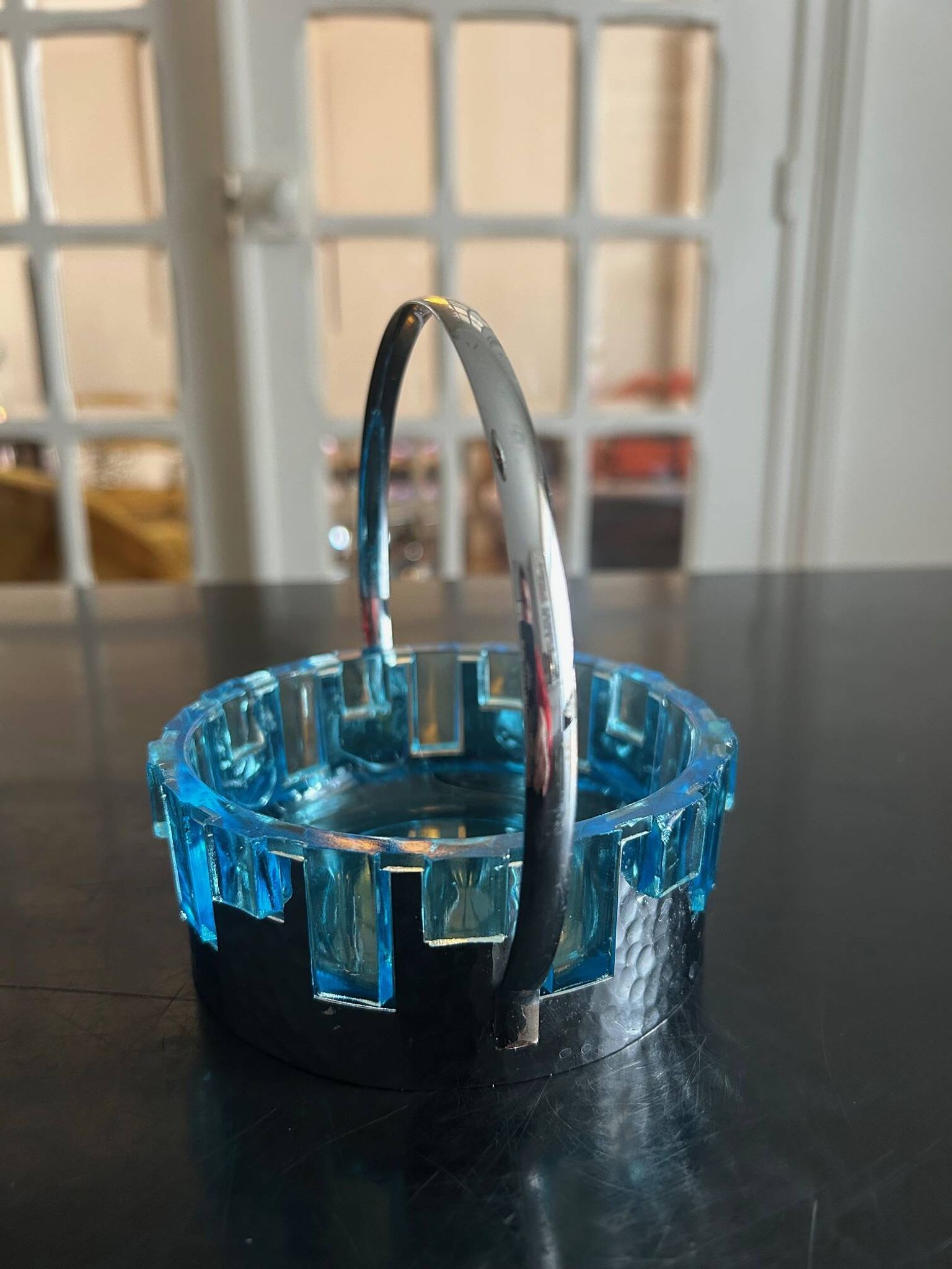 glass and hammered metal pocket emptier