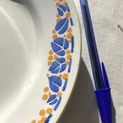 10 Assiettes plates Colette HBCM bleu et safran