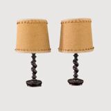 Pair of turned wood lamps