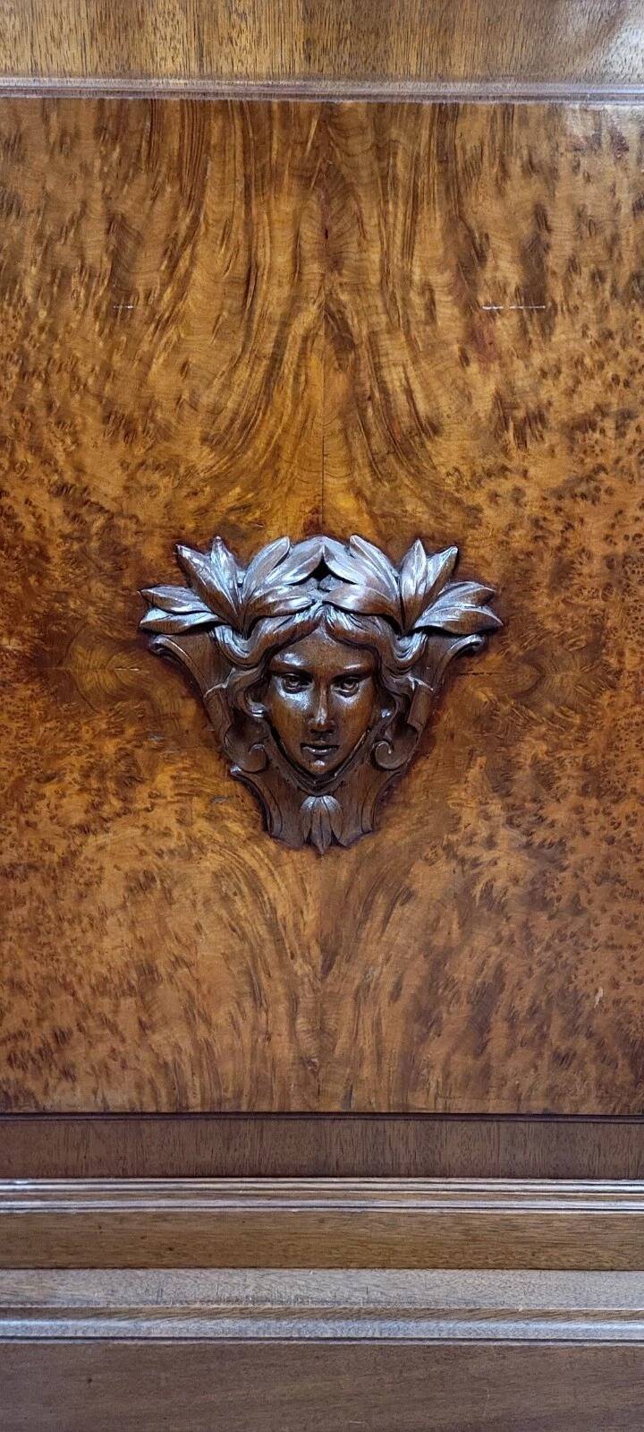 Louis XVI style mahogany and burl wood sideboard, 19th century