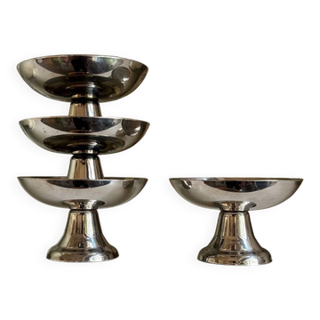 4 stainless steel ice cream bowls