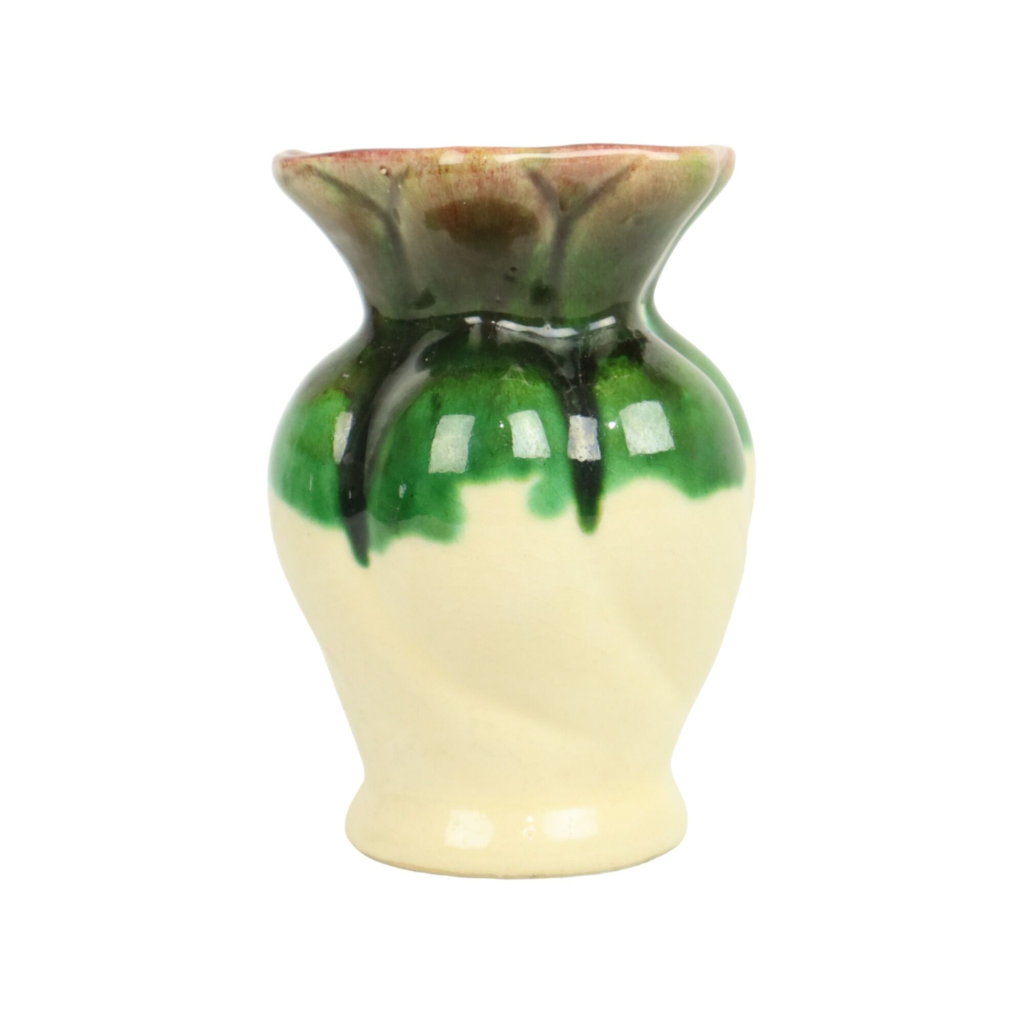 Small west germany vase cream green crackle glazed ceramic 15cm