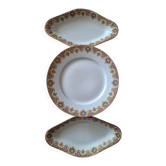 Dessert plate and 2 antique bowls