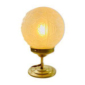 Lampe à poser globe dépoli blanc art déco - Année 40