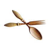 Couverts à salade bois et céramique