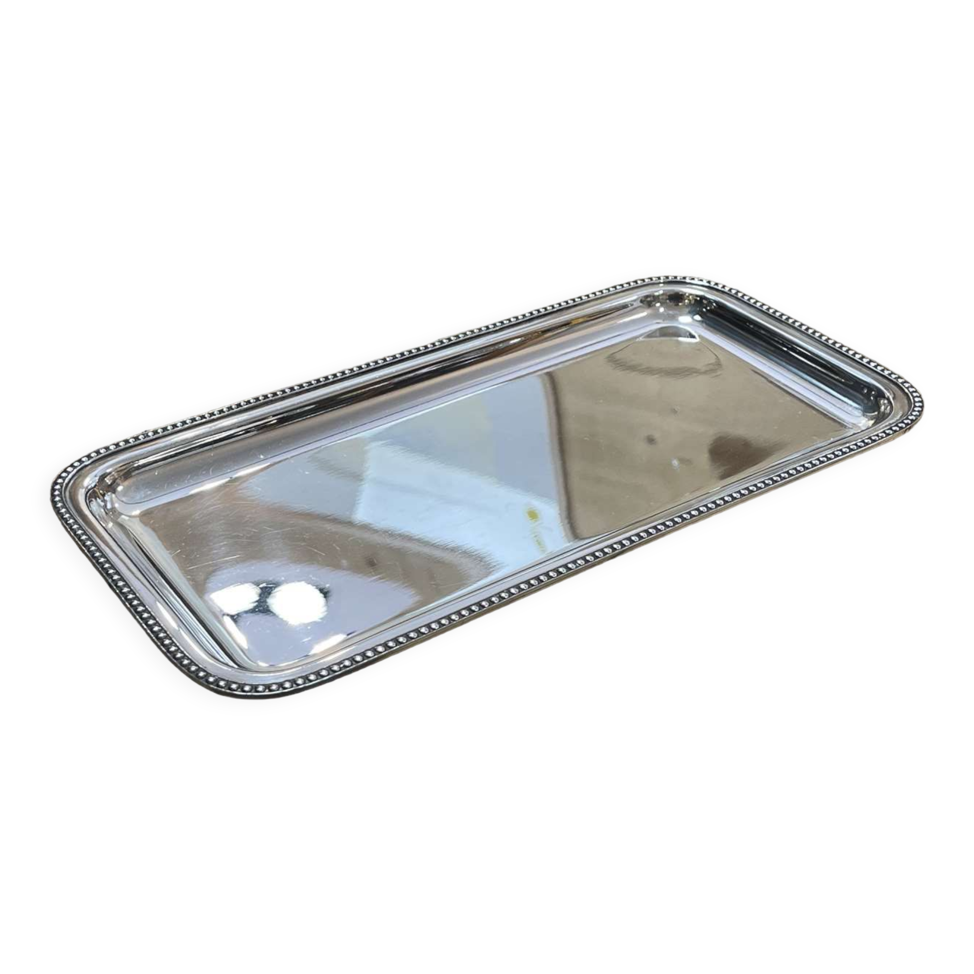 Small rectangular and beaded silver metal top