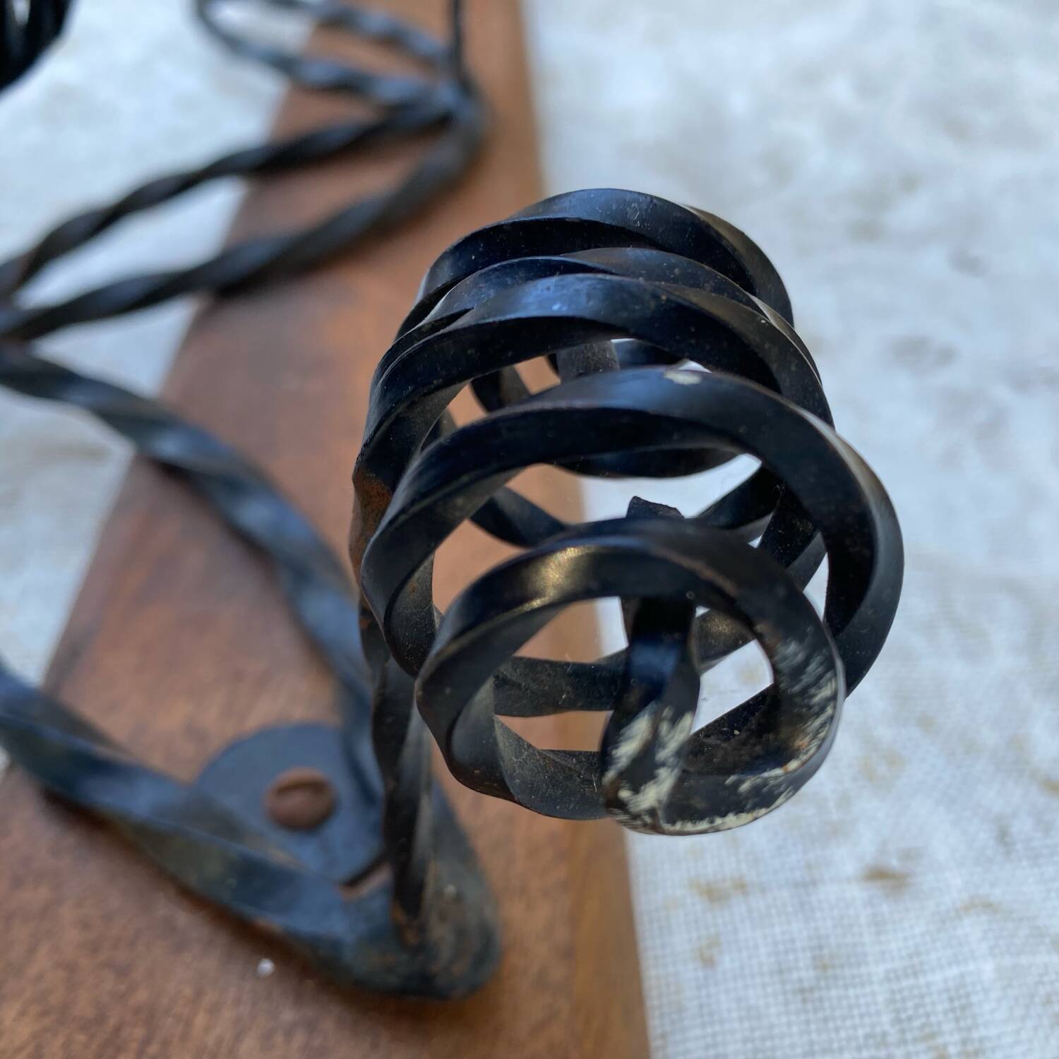 1950s metal and wood coat rack