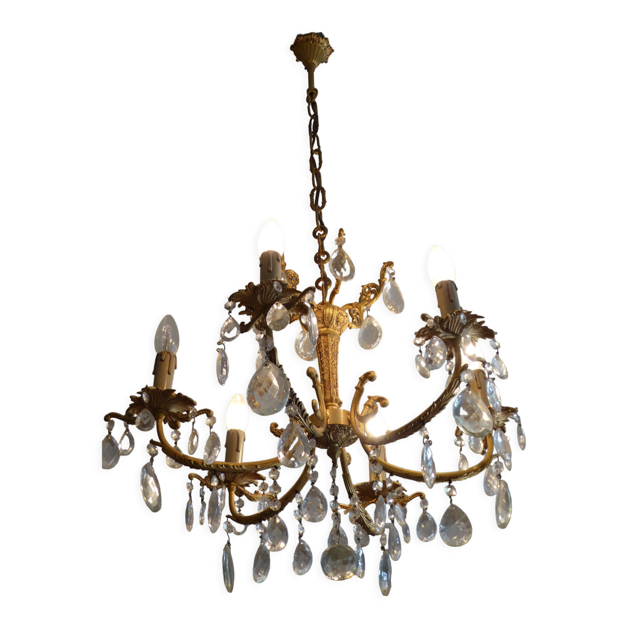 Bronze chandelier - branches with tassels