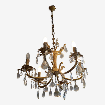 Bronze chandelier - branches with tassels