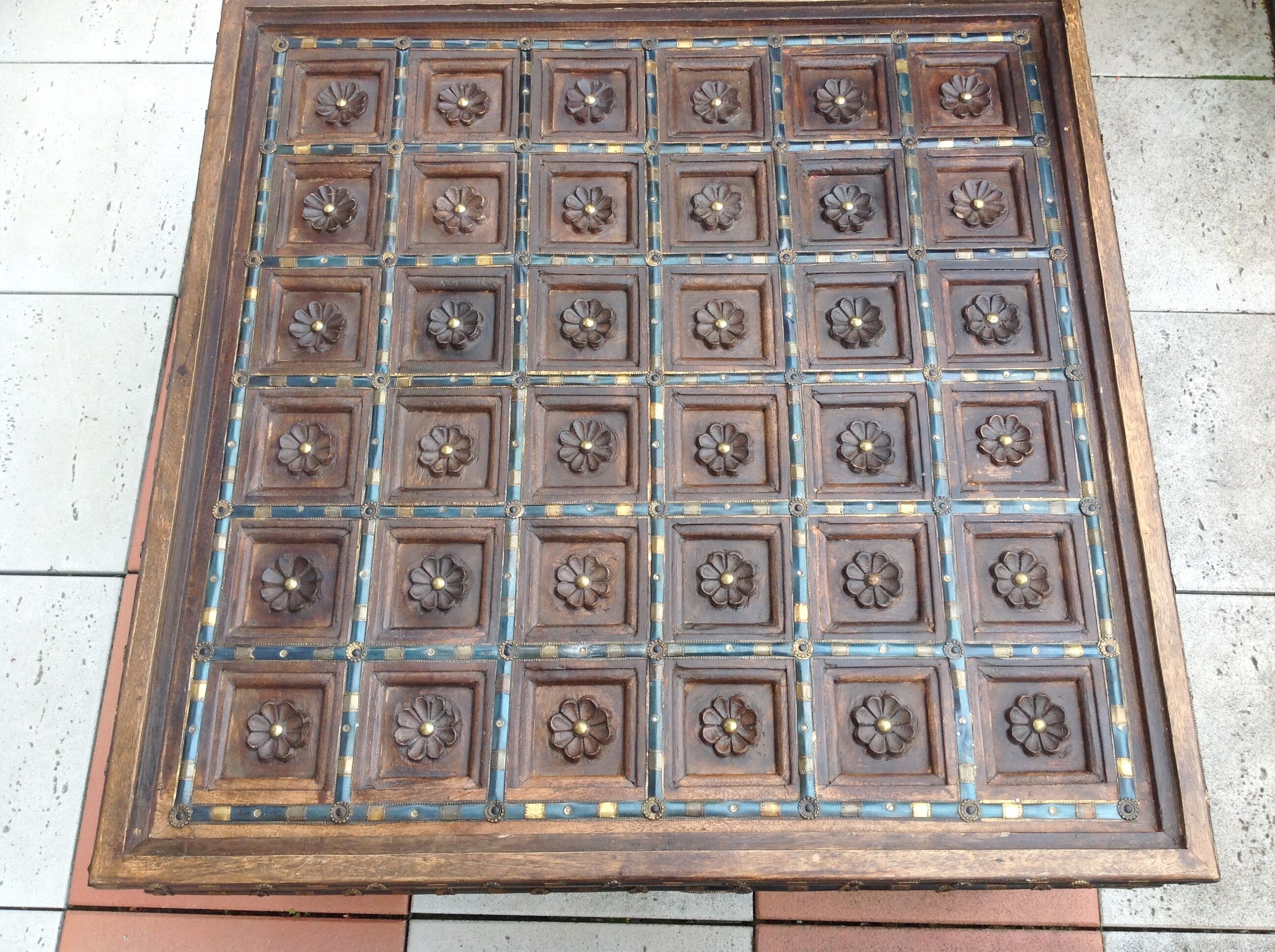 Colonial-style wooden square coffee table