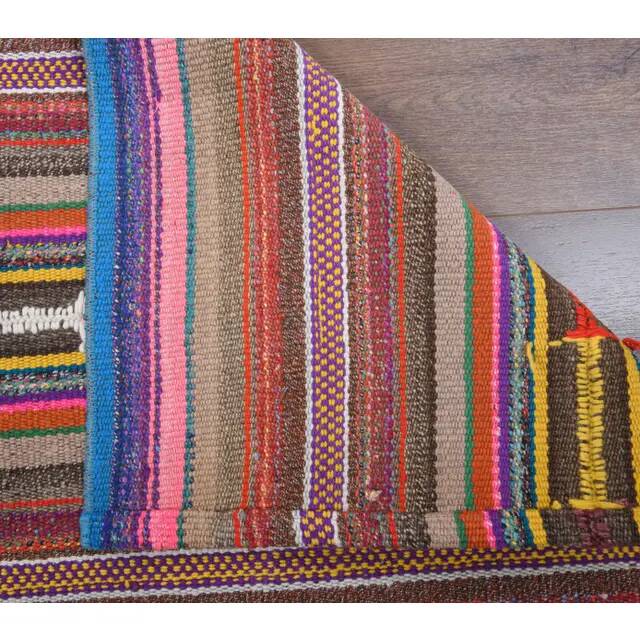 Vintage Turkish Hand-Knotted Wool Cotton Beige Kilim Runner Rug 76x198