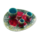 Set of art nouveau slurry consisting of a large dish and 3 small collector's jars
