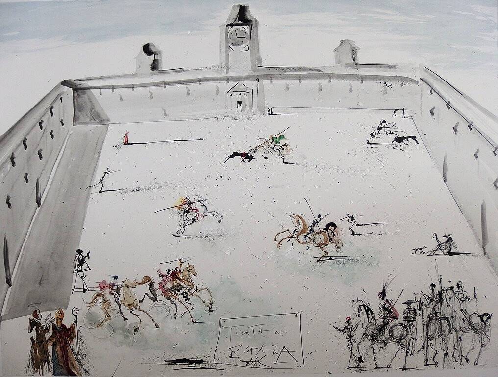 Salvador DALI : Tienta - Place en Espagne, Lithographie signée - 1983