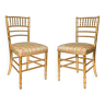 Pair of bamboo-style gilded wood chairs