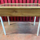 Old table showcase in walnut wood and glass, to install, store model with heavy glass