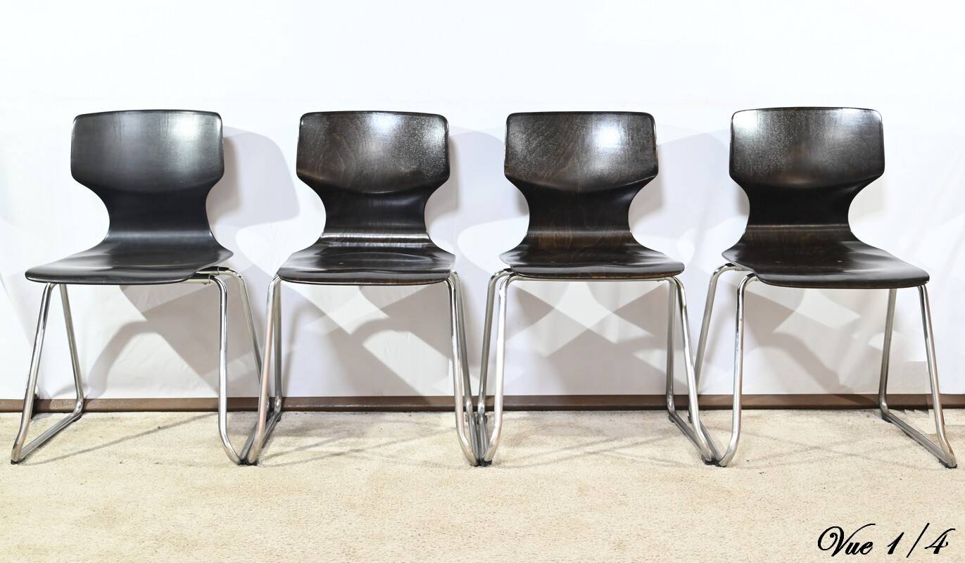 Set of 4 Pagwood Chairs, stamped Pagholz Flötotto – 1960