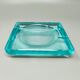 1970s mid-century aquamarine ashtray by Fontana Arte. Made in Italy