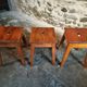 Set of 3 vintage French wooden stools from the 1950s.