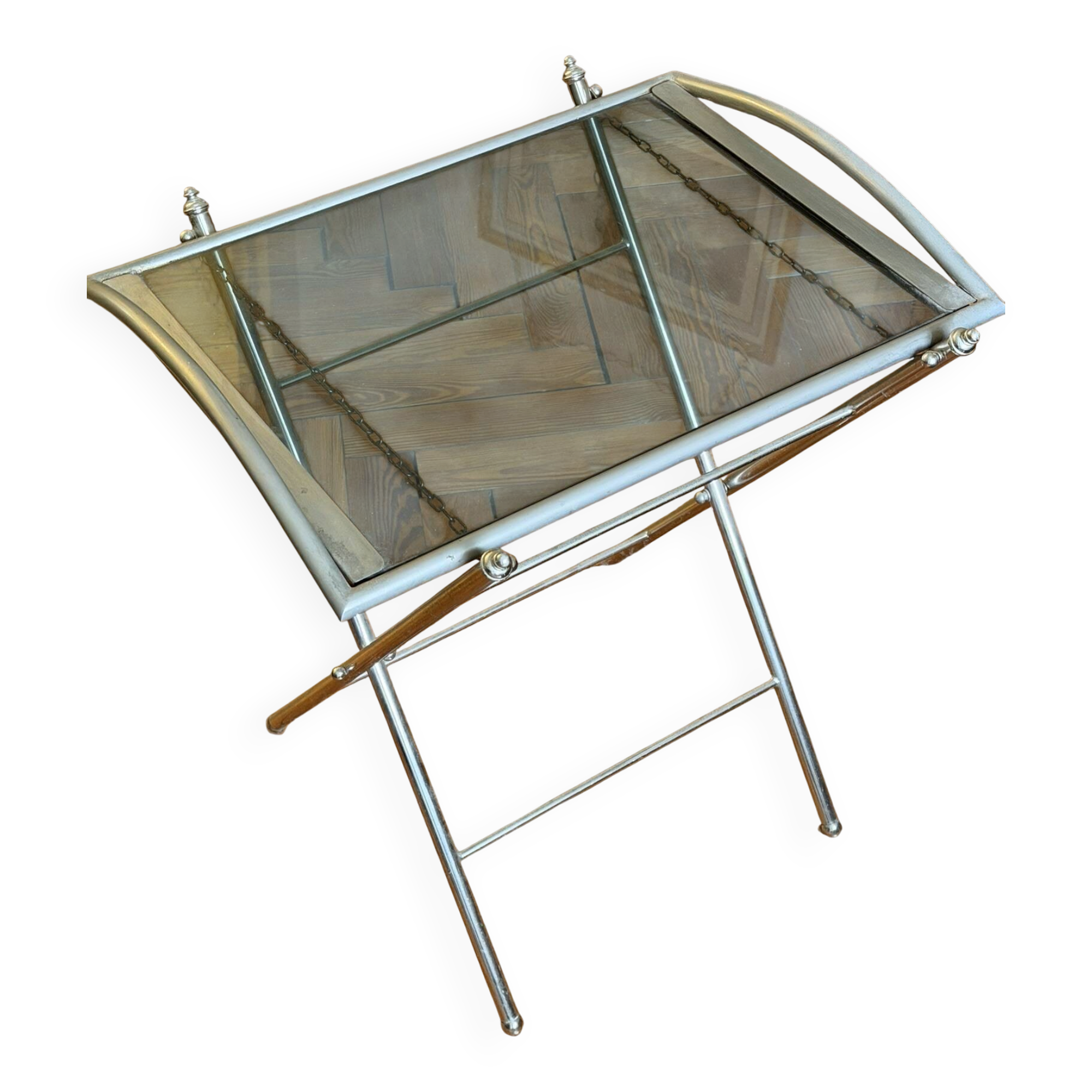 Nickel-plated metal dessert trolley