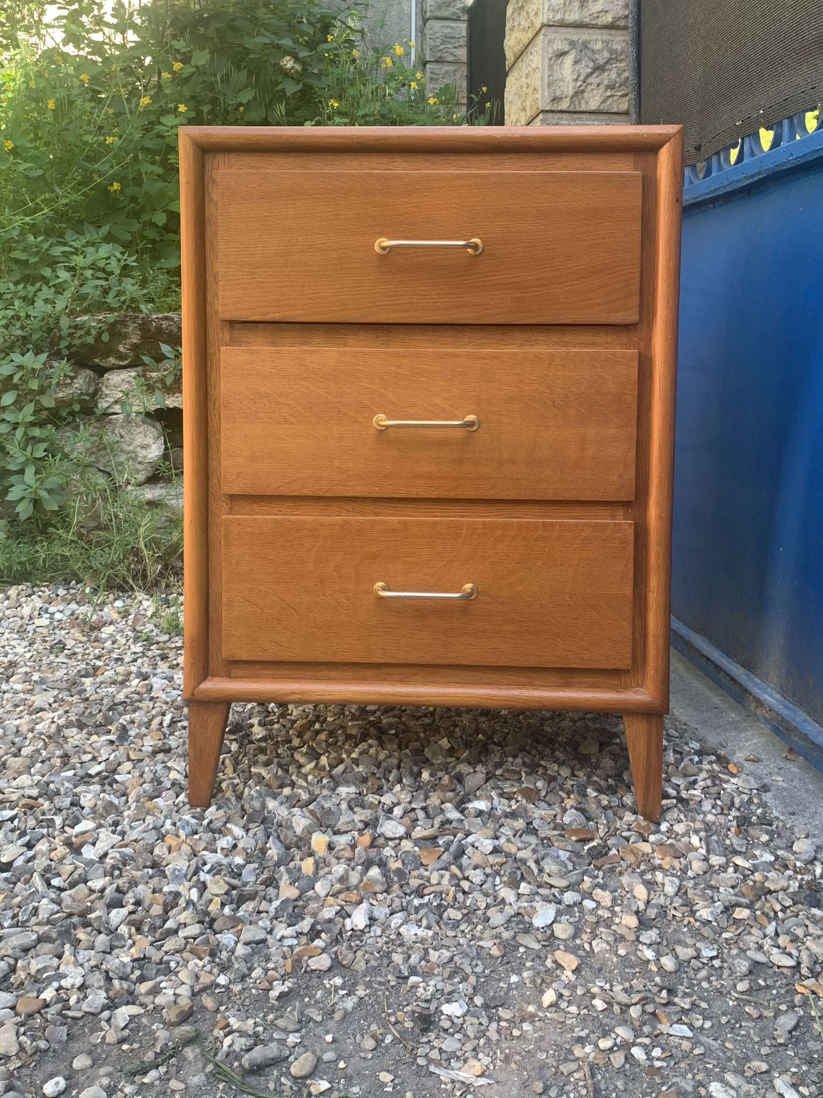 Vintage chest of drawers with oak compass legs, 1950s